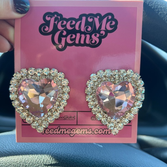 Feed me gems big heart earrings - Picture 1 of 2
